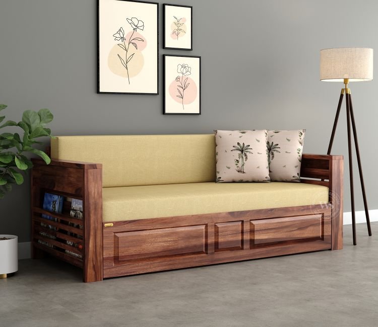 Feltro Sheesham Wood Sofa Bed With Storage